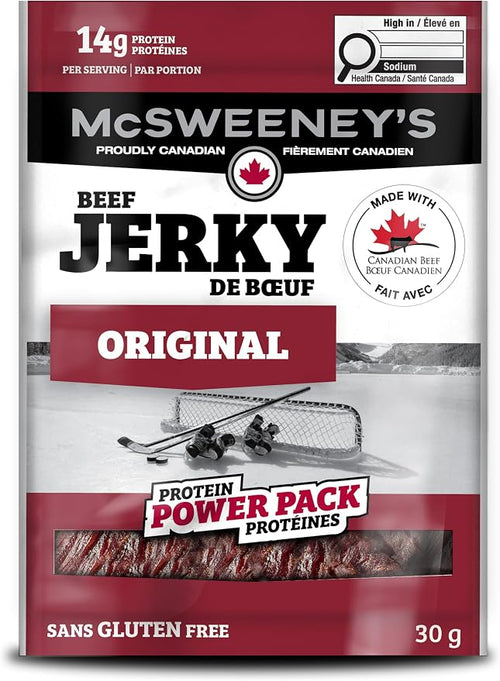 McSweeney's Original Beef Jerky Power Pack 30g | 100% Made In Canada, high protein, naturally smoked, gluten free, low fat