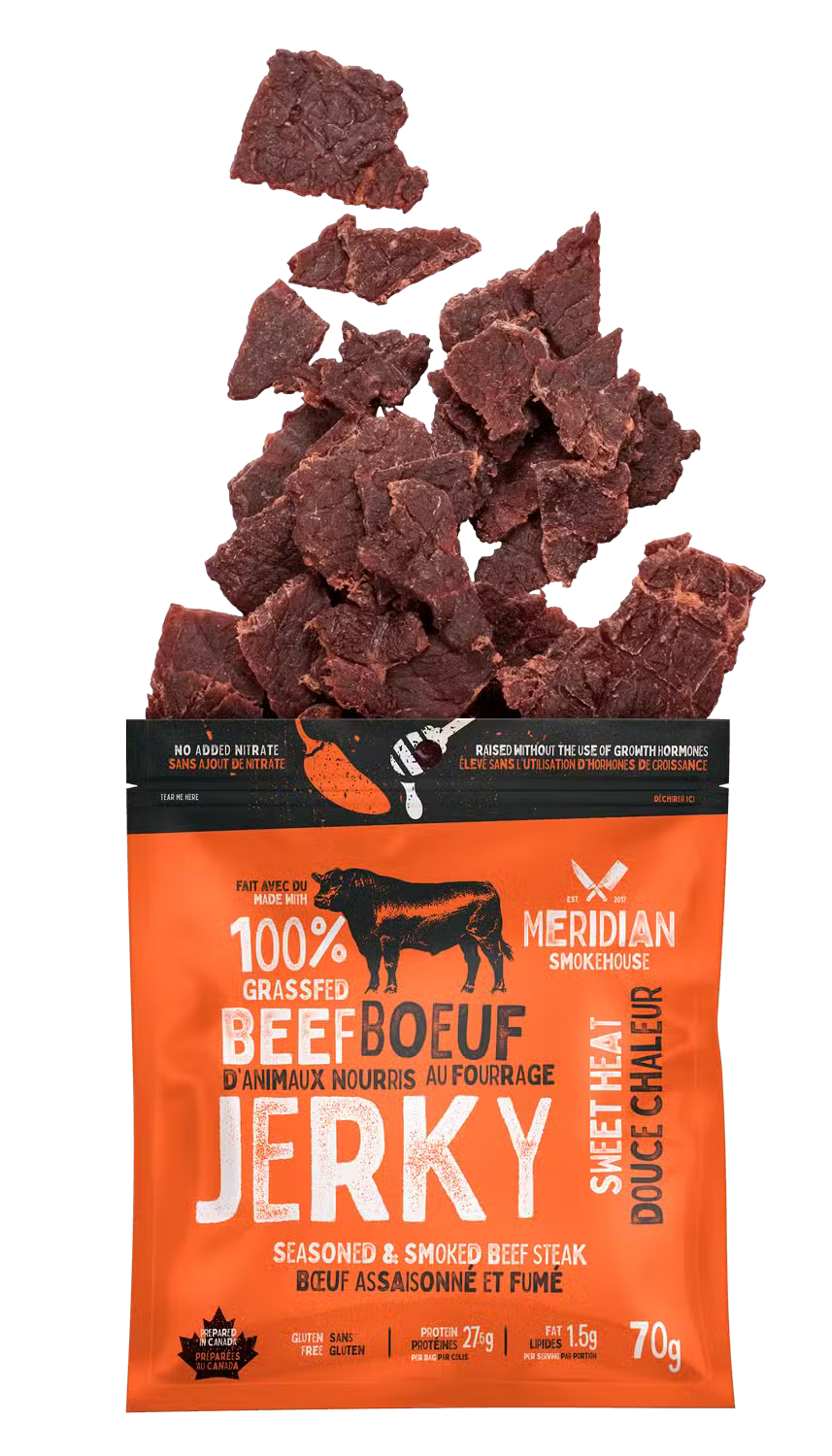 Meridian Smokehouse Grass-Fed Beef Jerky - Sweet Heat - Prepared In Canada - Gluten Free