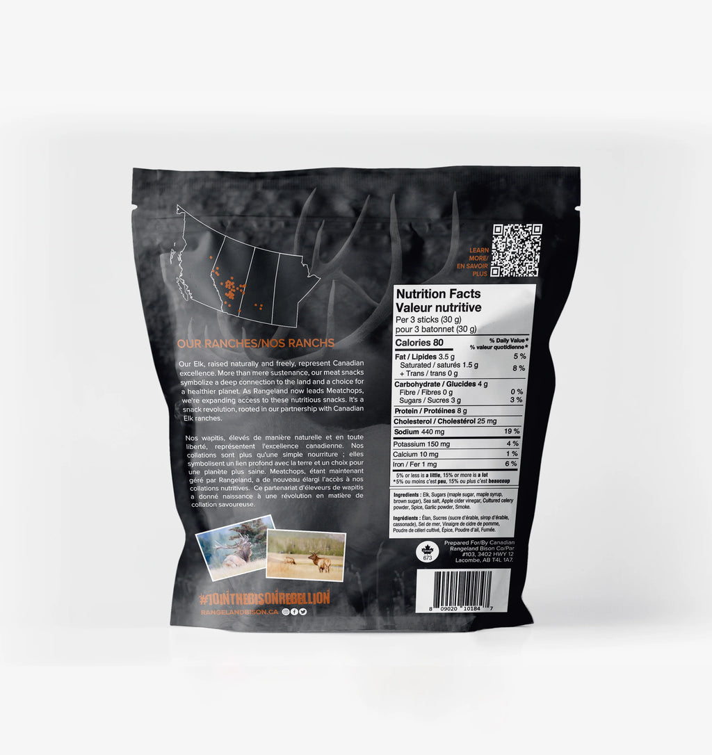 Rangeland Elk Jerky Stixs (70g) Premium Jerky from Alberta - Naturally Wood Smoked