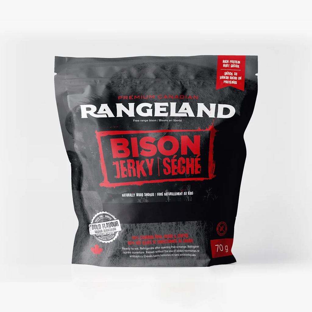 Rangeland Bison Jerky (70g) Premium Jerky from Alberta - Free Range Bison Naturally Wood Smoked