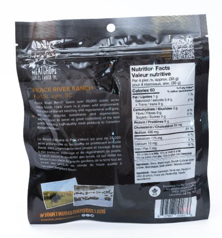 Rangeland Bison Steak Jerky Bites (70g) Premium Jerky from Alberta - Free Range Bison Naturally Wood Smoked